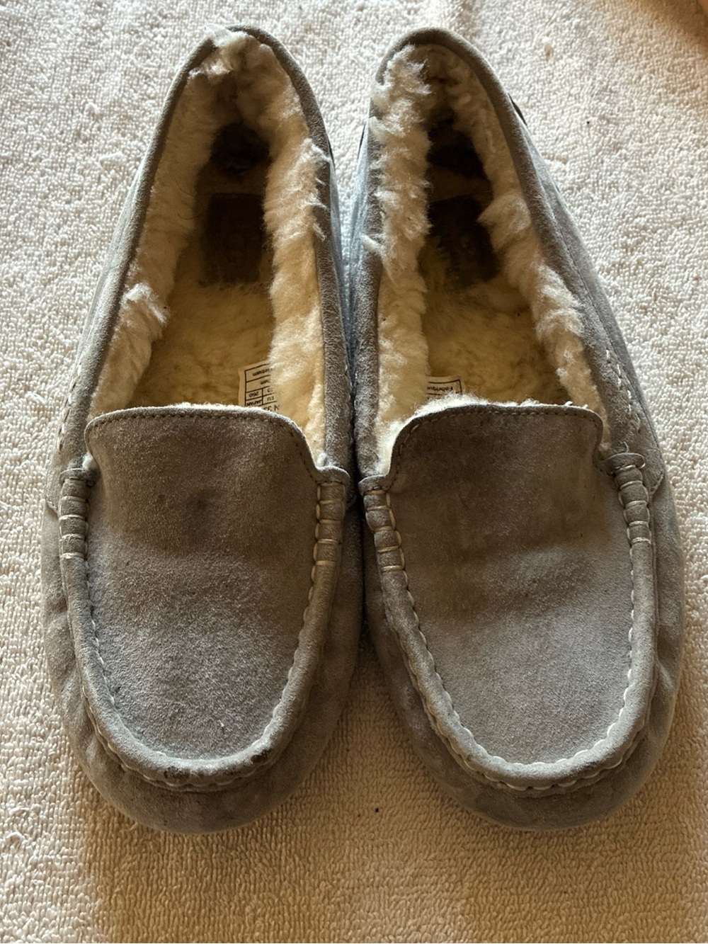UGG Ansley Women's Size 9 US Gray Suede Shearling Sheepskin Slip On Shoes 3312
